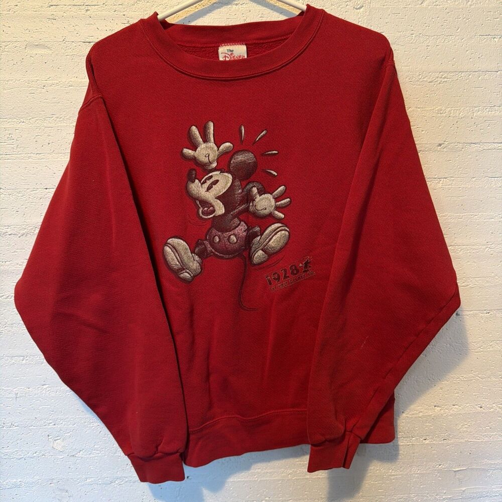 Vintage 1990s The Disney Store Mickey Mouse Sweatshirt Red Unixex Small